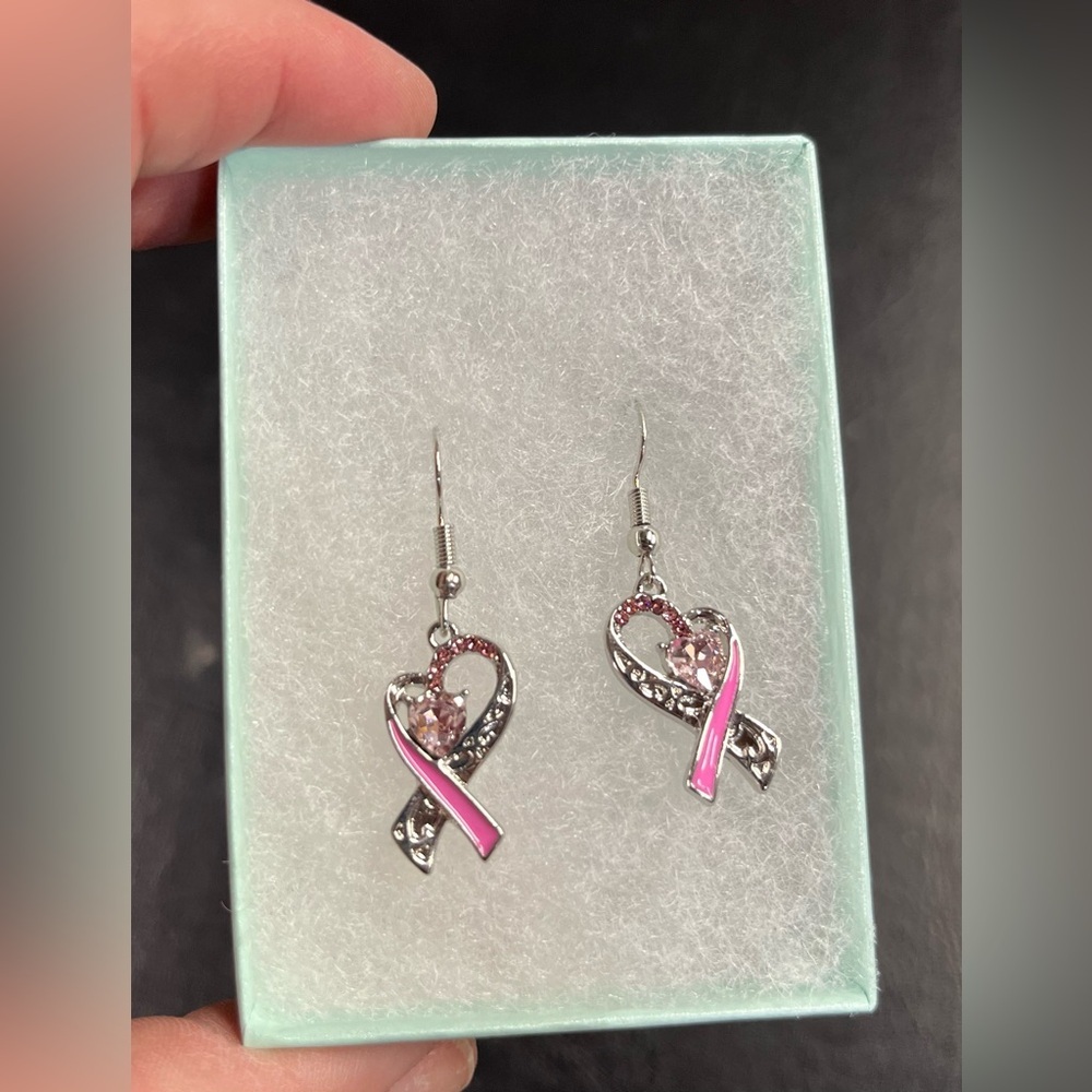 Breast Cancer Ribbon earrings - Picture 5 of 6